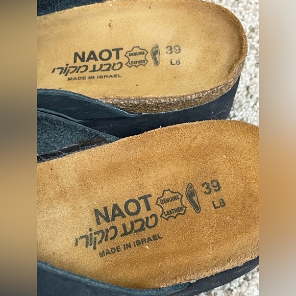 Naot Black Leather Sandals Slip On Size 39/9 - Picture 4 of 6